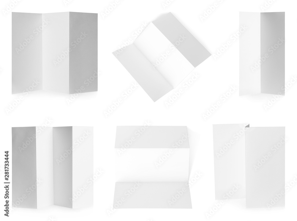 Set of blank brochures on white background. Mock up for design Set of blank brochures on white background. Mock up for design