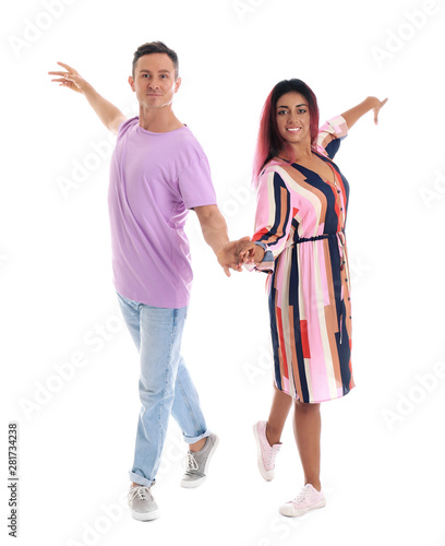Wallpaper Mural Beautiful lovely couple dancing on white background Torontodigital.ca