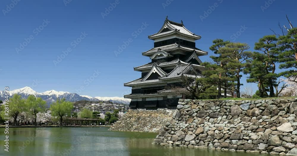Matsumoto Castle seen in spring, Matsumoto, Nagano Prefecture 
