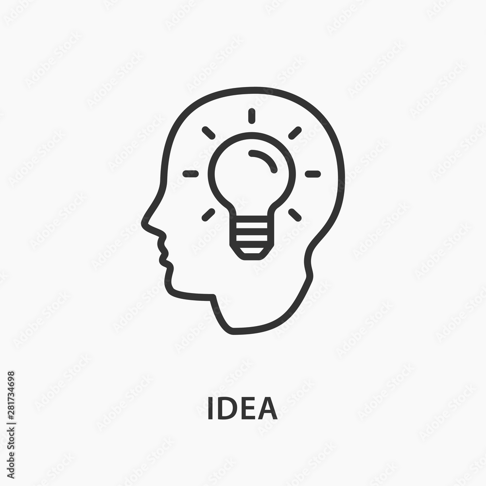 Creative brain idea icon on white background. Creative brain idea icon on white background.