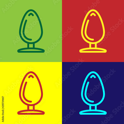 Color Anal plug icon isolated on color background. Butt plug sign. Fetish accessory. Sex toy for men and woman. Vector Illustration
