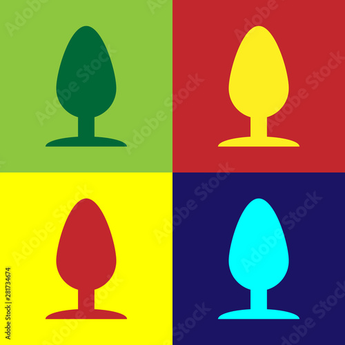 Color Anal plug icon isolated on color background. Butt plug sign. Fetish accessory. Sex toy for men and woman. Vector Illustration