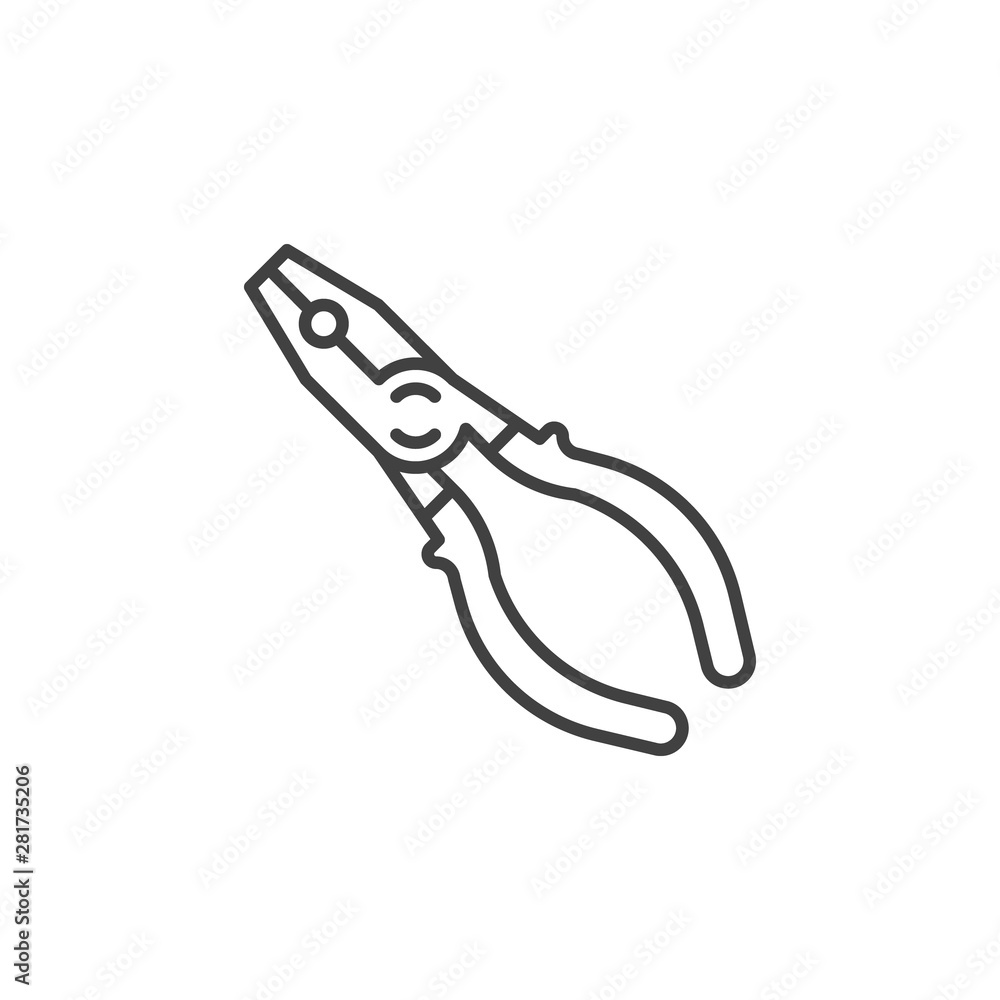 Pliers vector concept icon or sign in outline style Pliers vector concept icon or sign in outline style