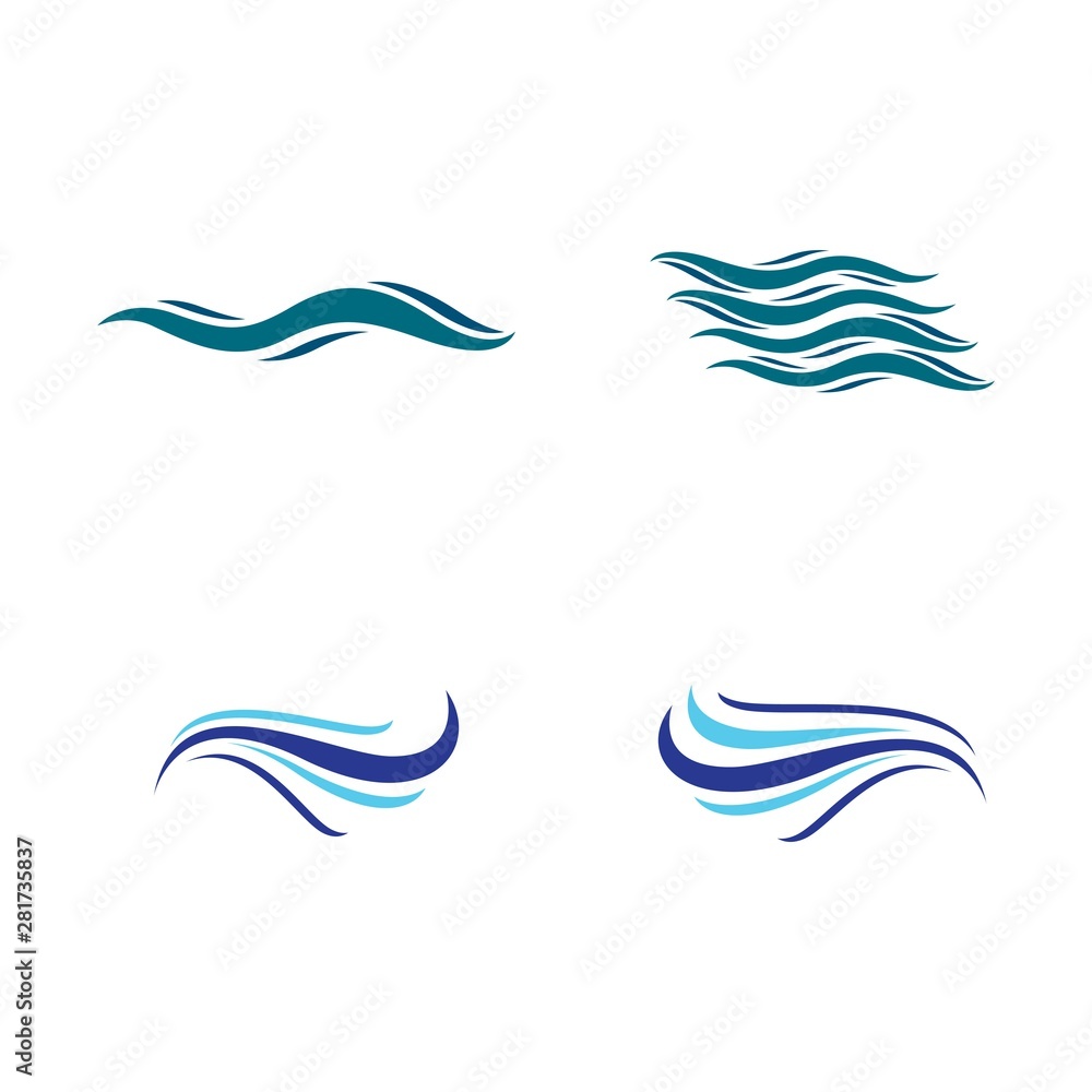 Obraz premium Water wave logo vector icon illustration
