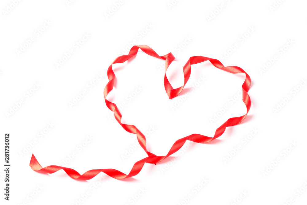 Red ribbon heart isolated on white background Red ribbon heart isolated on white background