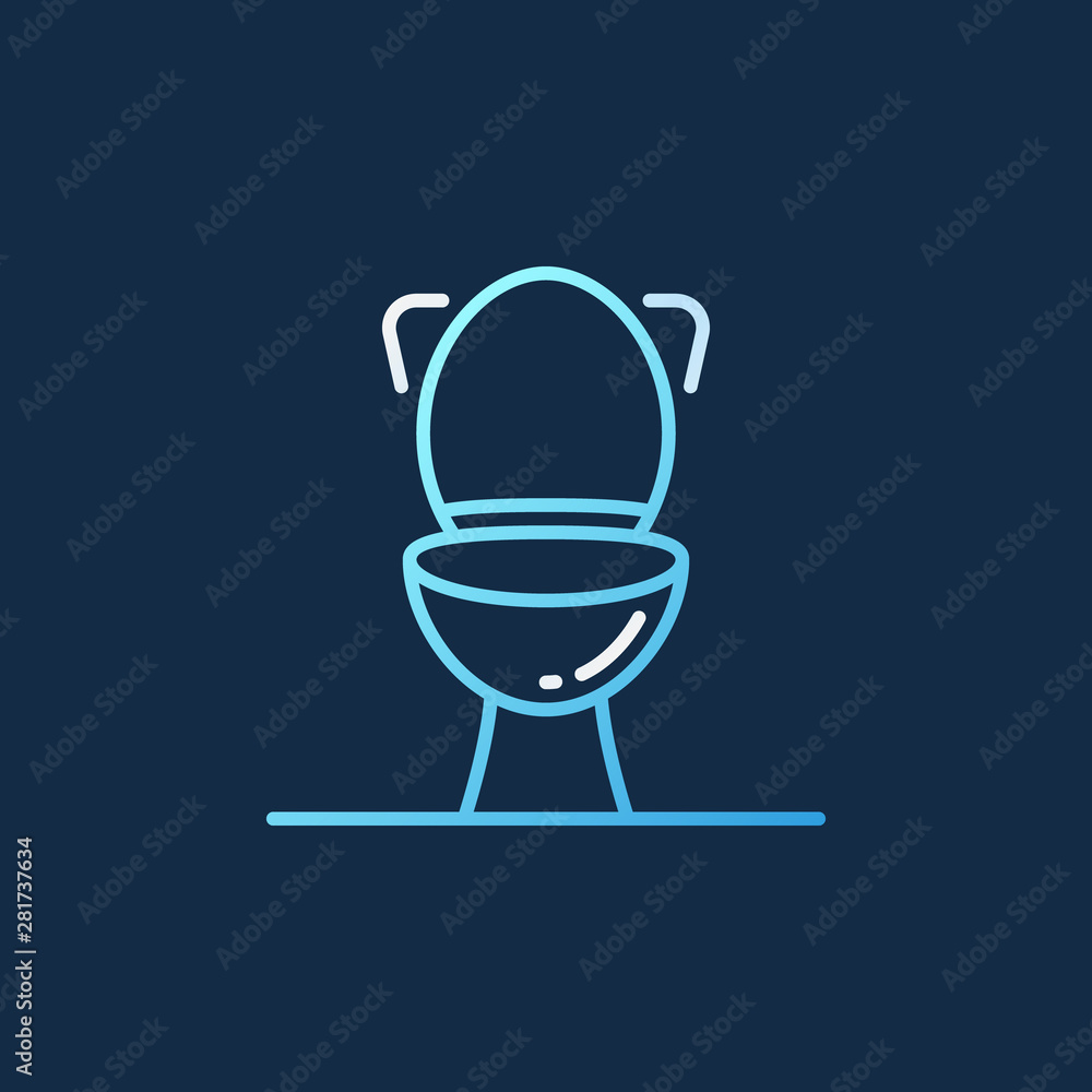 Toilet vector concept colored outline icon on dark background - front view