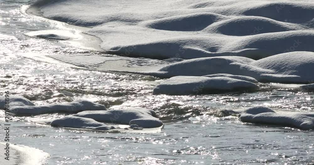Lockdown shot of river in winter, Asahikawa, Hokkaido Lockdown shot of river in winter, Asahikawa, Hokkaido