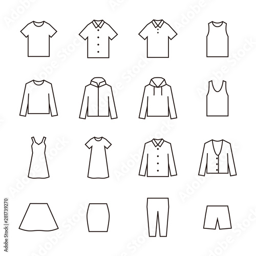 Clothing fashion icon set