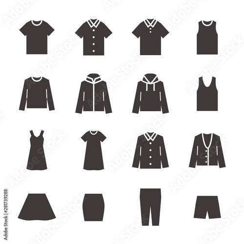 Clothing fashion icon set