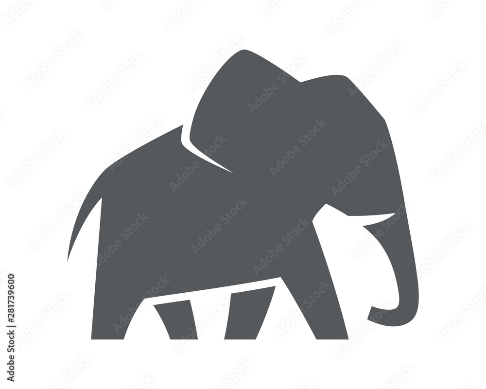 Elephant symbol isolated on white