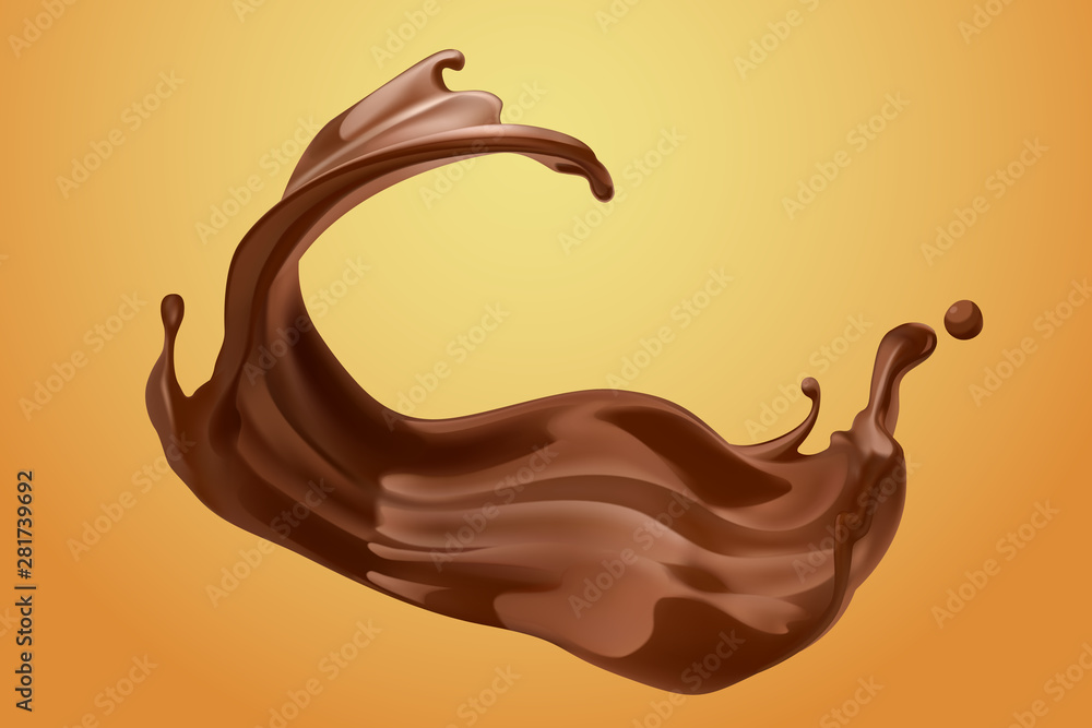 Splash melted chocolate