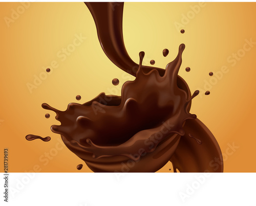 Splash melted chocolate