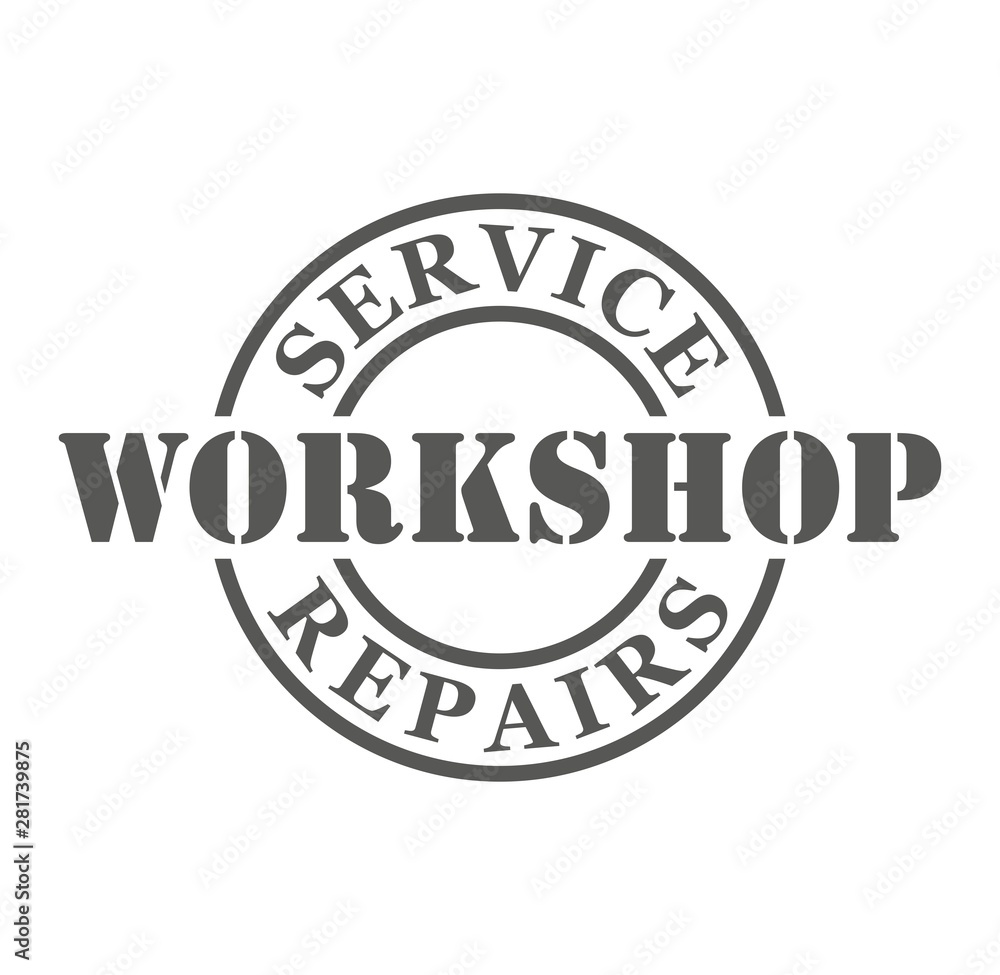 Workshop stamp. Advertising service and repair Workshop stamp. Advertising service and repair