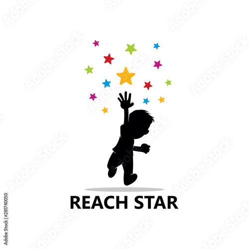 Children Reach Star Logo Template Design Vector, Emblem, Design Concept, Creative Symbol, Icon