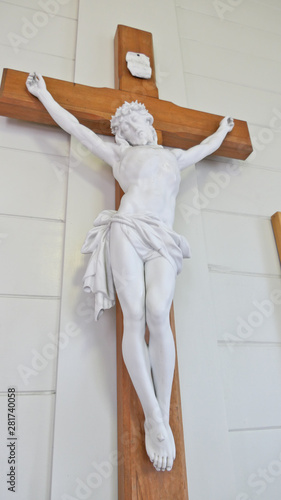 shot of religious christian or catholic chapel and altar for worshippers