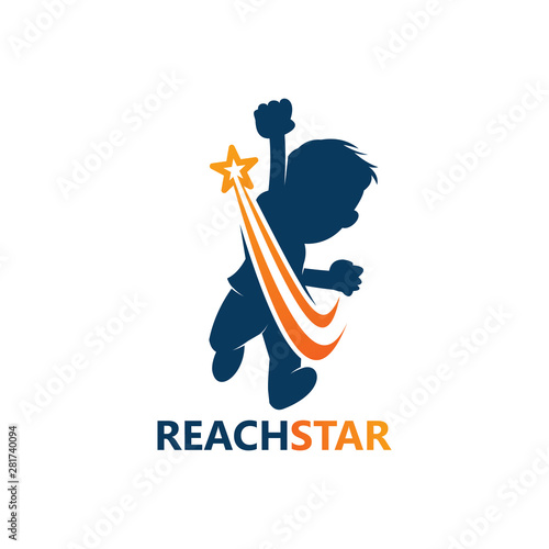 Children Reach Star Logo Template Design Vector, Emblem, Design Concept, Creative Symbol, Icon