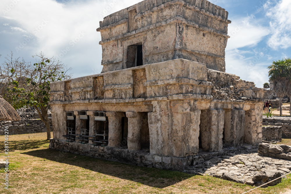 Tulum, Quintana Roo / Mexico - July 27 2019: This is the temples in in Tulum Mexico Tulum, Quintana Roo / Mexico - July 27 2019: This is the temples in in Tulum Mexico