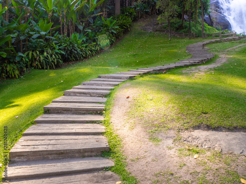 Old stone staircase, walkway steps on the mountain