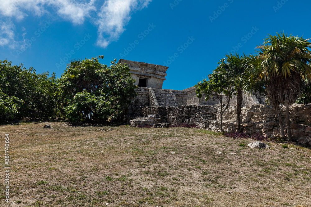 Tulum, Quintana Roo / Mexico - July 27 2019: This is the temples in in Tulum Mexico
