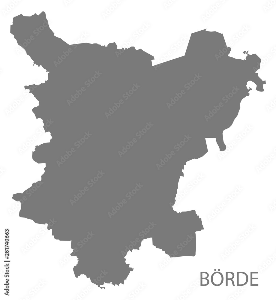 Boerde grey county map of Saxony Anhalt Germany DE