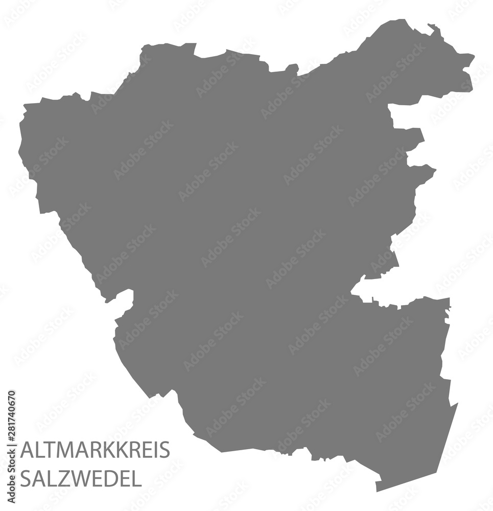 Altmarkkreis Salzwedel grey county map of Saxony Anhalt Germany DE