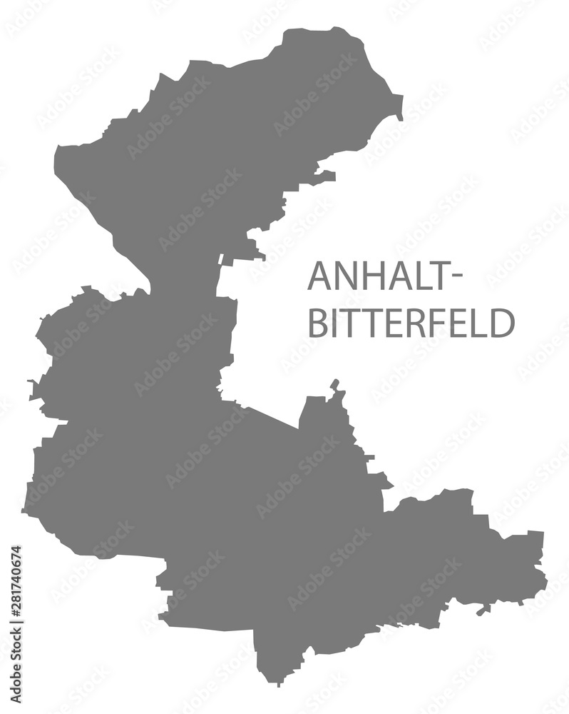 Anhalt-Bitterfeld grey county map of Saxony Anhalt Germany DE