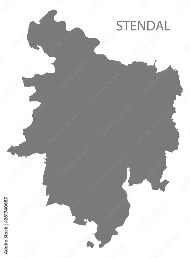 Stendal grey county map of Saxony Anhalt Germany DE