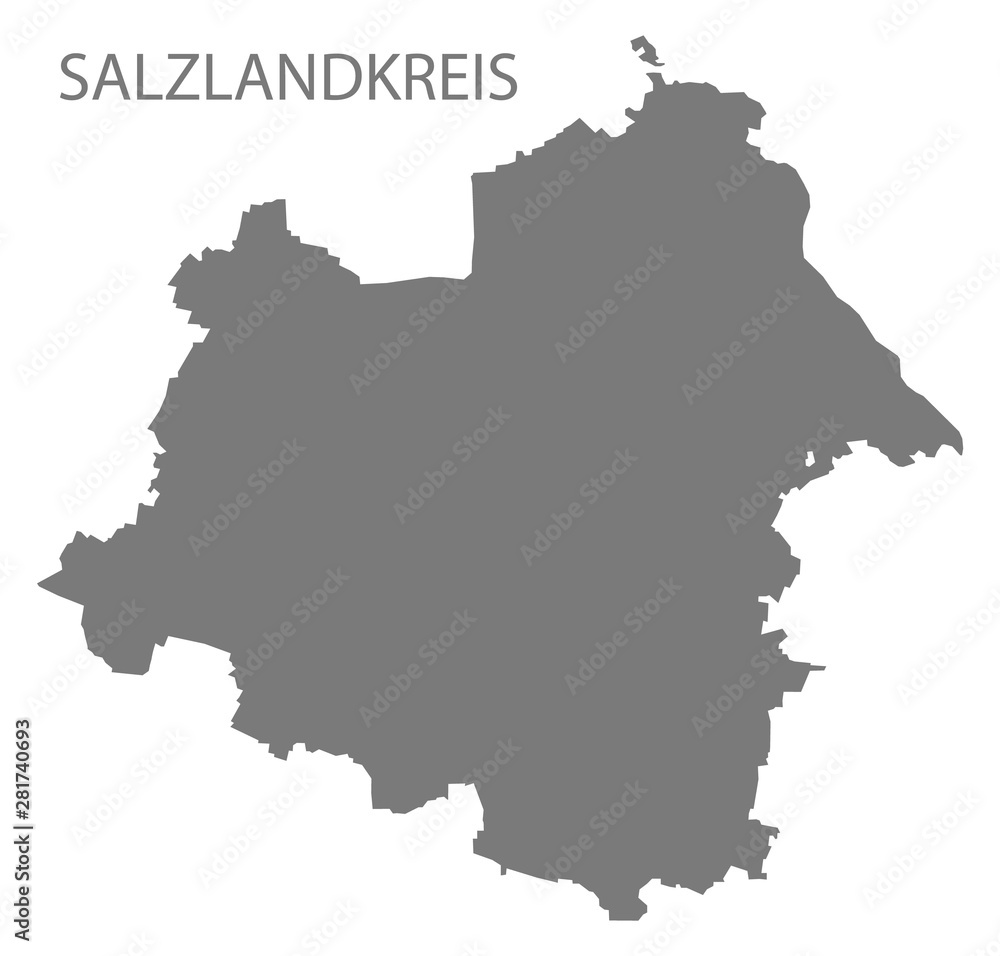 Salzlandkreis grey county map of Saxony Anhalt Germany DE