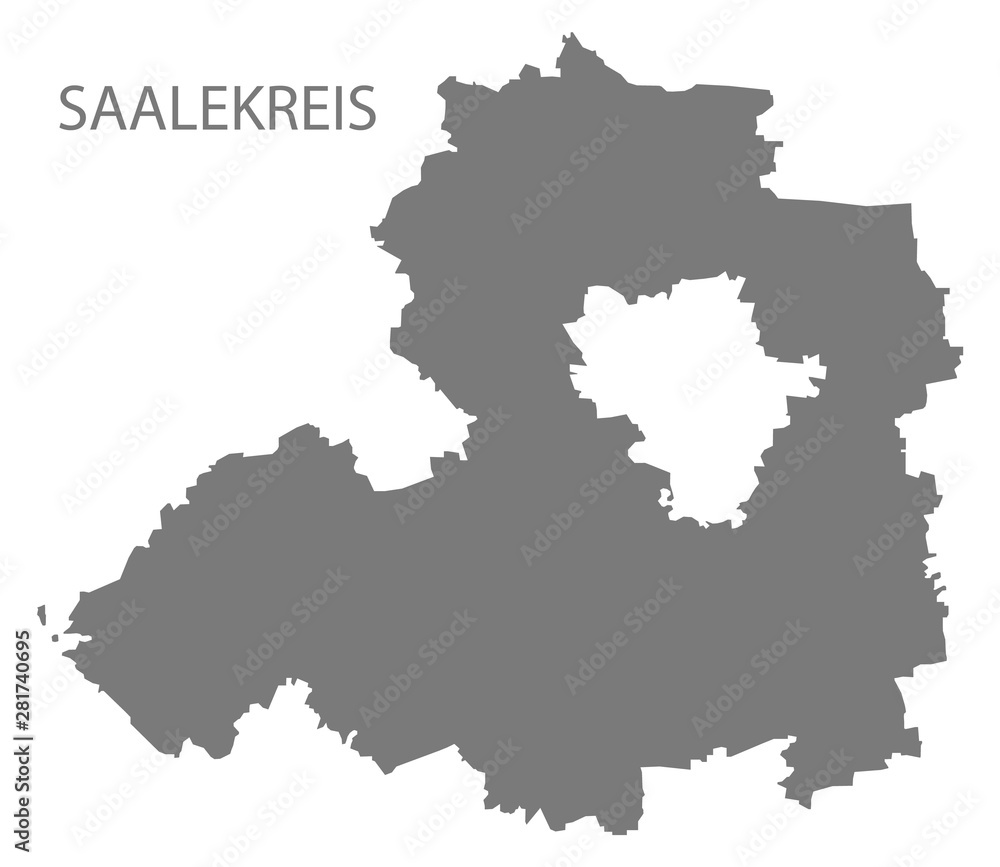 Saalekreis grey county map of Saxony Anhalt Germany DE