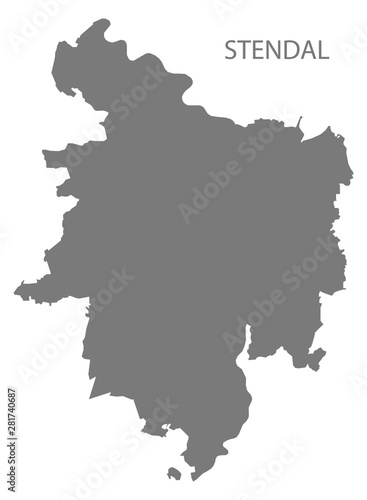 Stendal grey county map of Saxony Anhalt Germany DE