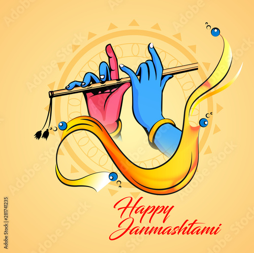 Celebrate illustration of banner, card poster for Lord Krishna in Happy Janmashtami festival of India ,Shri Krishan Janmashtami