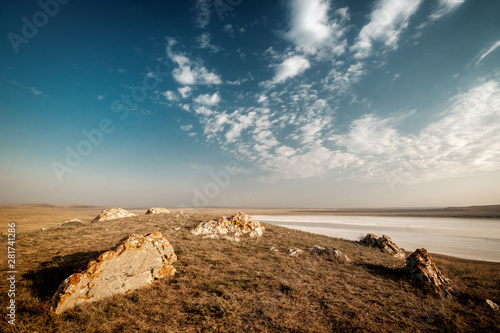 Wallpaper Mural landscape with salt lake and blue sky Torontodigital.ca