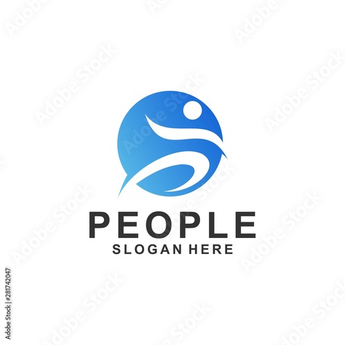 Fun people Healthy Life Logo template, Design vector