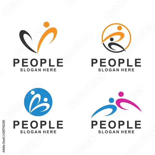 Fun people Healthy Life Logo template, Design vector