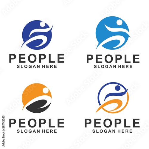 Fun people Healthy Life Logo template, Design vector