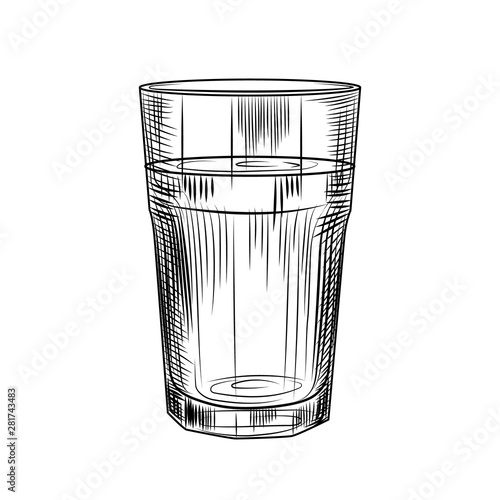 Hand drawn highball glass. Collin glass isolated on white background.