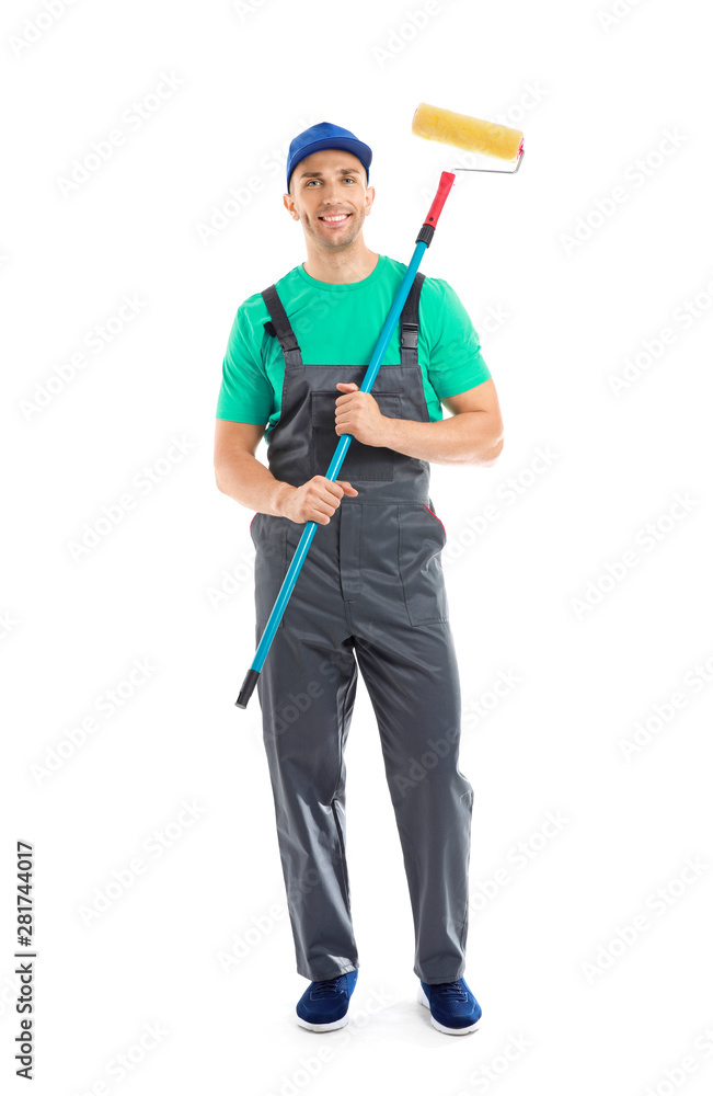 Male painter on white background Male painter on white background