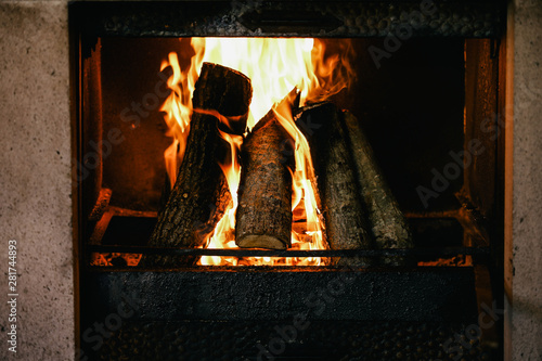 close up of a fireplace