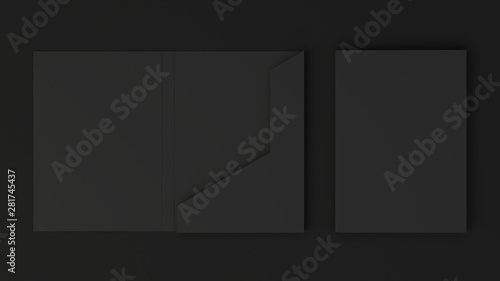 Mockup of blank black cardboard folder