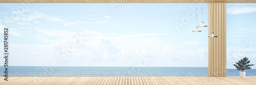 Canvas Print 3D Rendering : illustration of panorama empty living room area of condominium or hotel resort