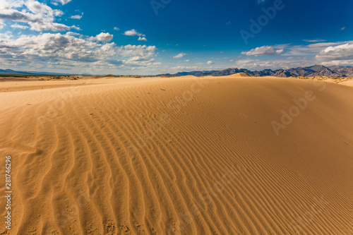 Beautiful desert landscape with sand dunes. Mongolia.