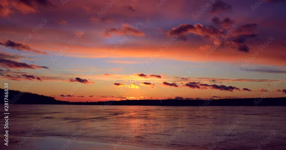 Timelapse shot of sunset over Shirarutoro Lake, Shibecha, Hokkaido Timelapse shot of sunset over Shirarutoro Lake, Shibecha, Hokkaido
