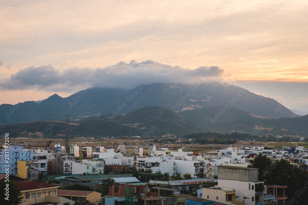 View of the city and the mountains of Nha Trang Vietnam