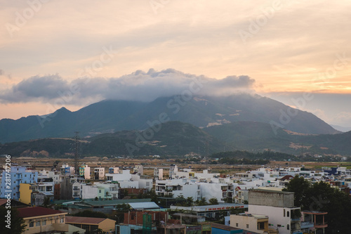 View of the city and the mountains of Nha Trang Vietnam