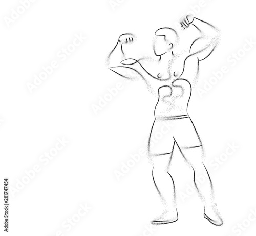 Bodybuilding Sport and activity Line Art drawing  Vector Illustration