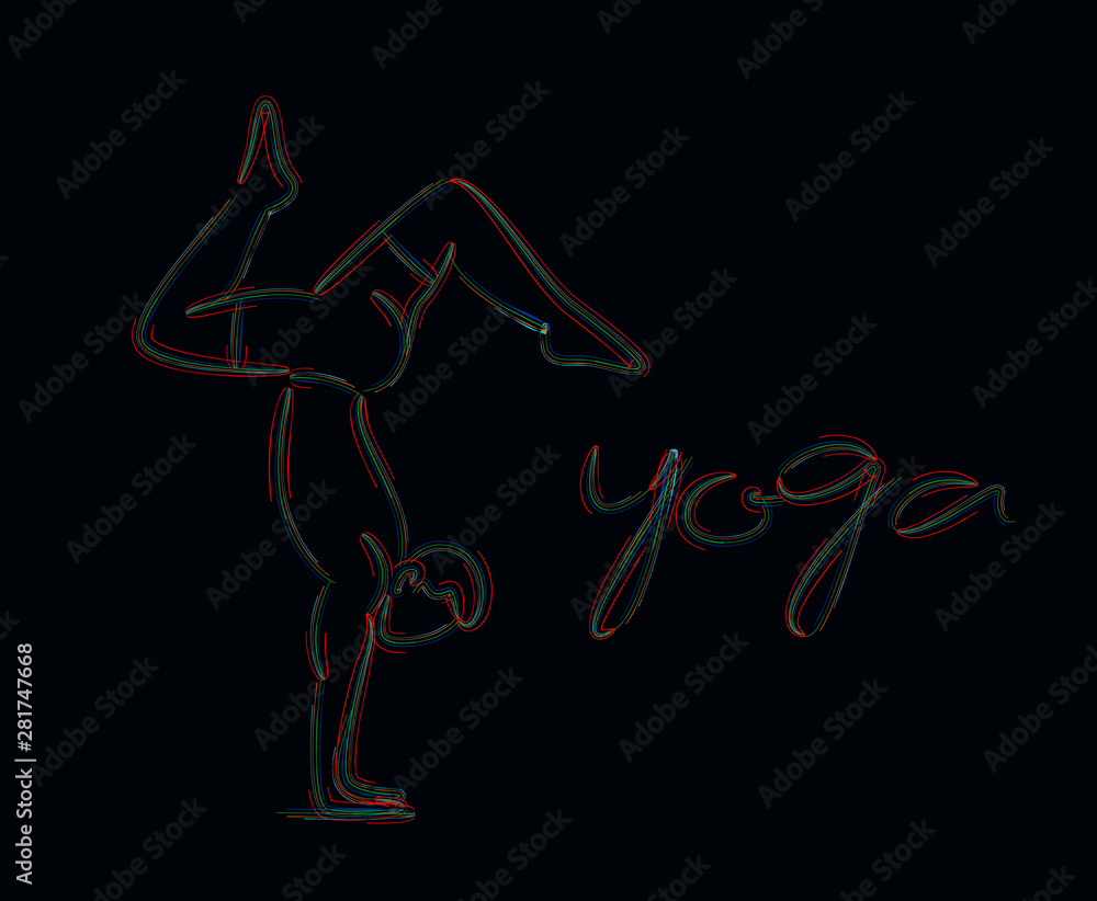 Man practicing yoga pose, 21st june international yoga day, 3d Color line art ( RGB ) vector illustration. Man practicing yoga pose, 21st june international yoga day, 3d Color line art ( RGB ) vector illustration.