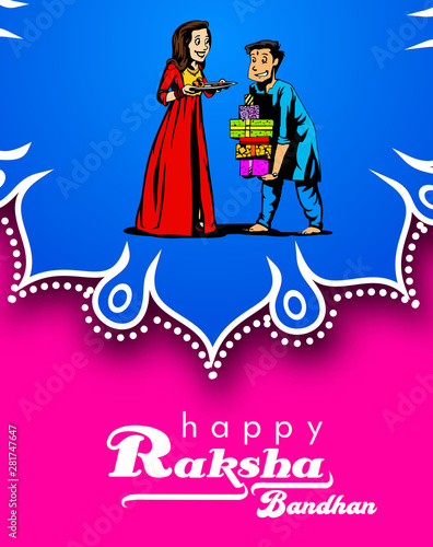 Illustration of greeting card and template banner for sales promotion advertisement with decorative Rakhi Indian Religious Festival © mona_