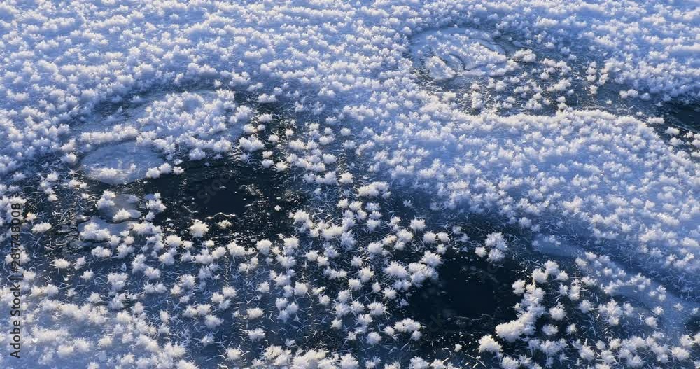 Ice on frozen lake in winter, Teshikaga, Hokkaido, Japan Ice on frozen lake in winter, Teshikaga, Hokkaido, Japan