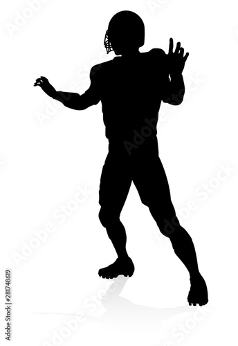 Detailed American Football player sports silhouette