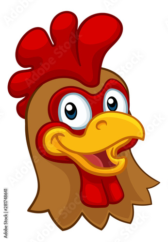A chicken cartoon rooster cockerel character mascot